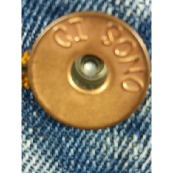 Juniors Ci Sono Hooded Jean Jacket Size Lg Blue Distressed Removable Hood - Picture 8 of 9